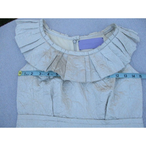 Vera Wang Lavender Label Dress Size 4 Silver w/Pockets & Ruffles Cocktail Party - Picture 8 of 15